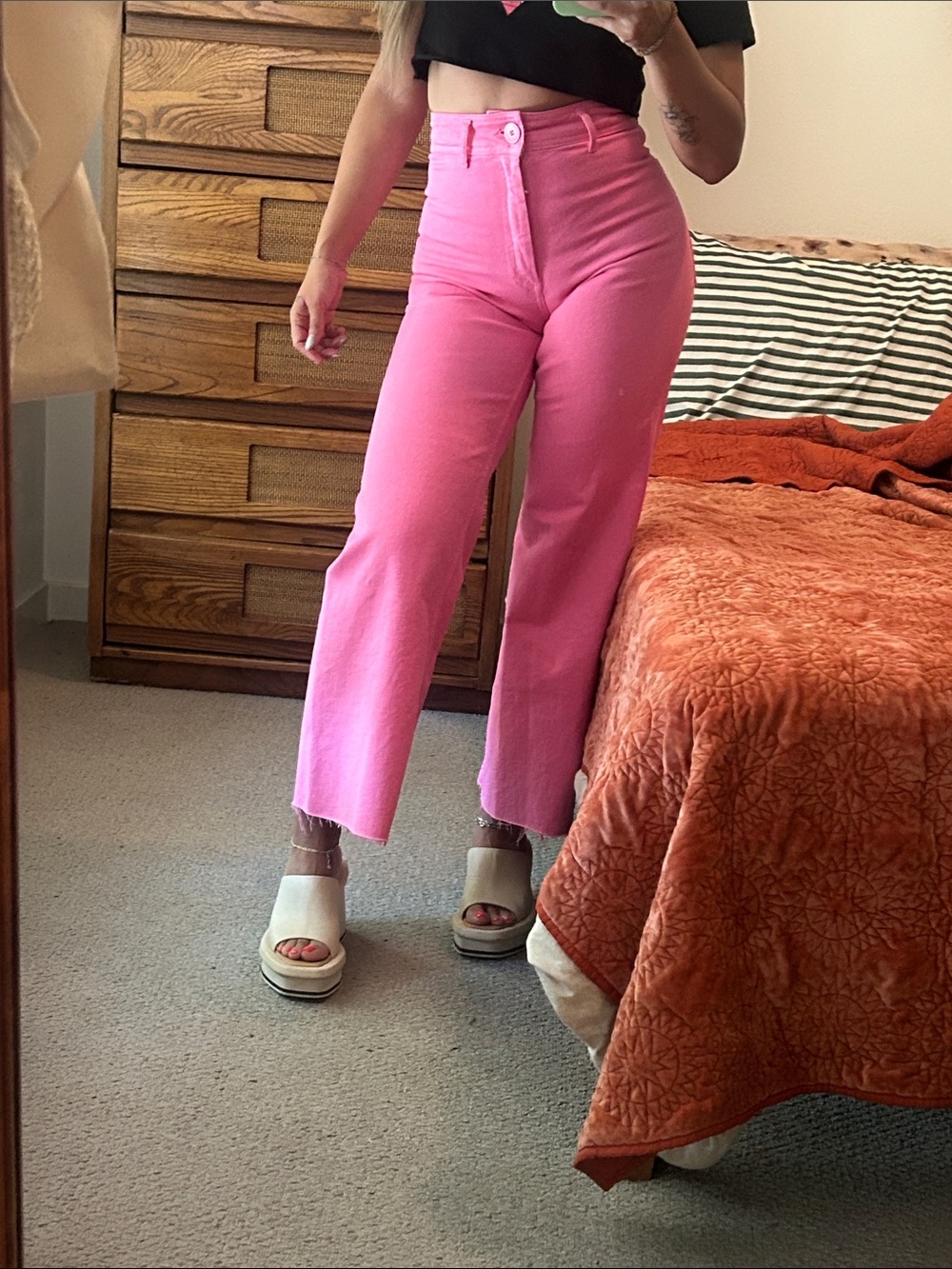 Zara Pink High-Waist Wide Leg Pants